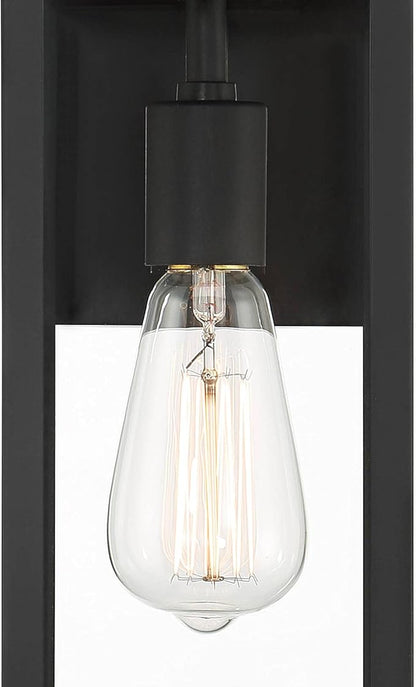 John Timberland Titan Modern Industrial Outdoor Wall Lights Fixtures Set of 2 Mystic Black Metal Damp Rated 14" Clear Glass Exterior House Porch Patio Outside Deck Garage Yard Front Door Home