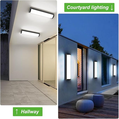Sytmhoe Outdoor Wall Lights 10%-100% Dimming,2Packs Dimmable LED Modern Patio Wall Light Fixture, 23.6in Black Exterior Sconce Lights Suitable for Garage Courtyard House(6000K)