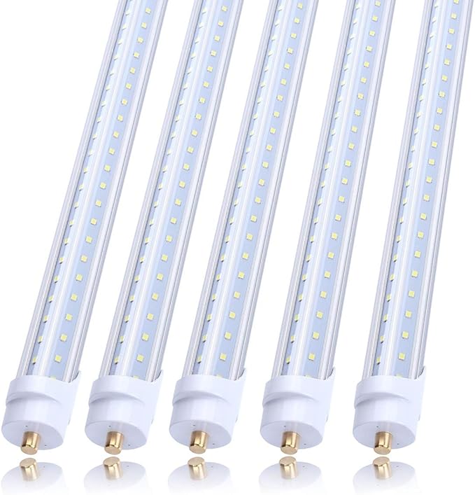 T8 V Shaped 65W 8 Foot LED Light Tube,Need Bypass Ballast, Single Pin FA8 Base 5000K Daylight White(Replace150W Bulbs) Dual-Ended Power AC 85-277V 25 Pack …