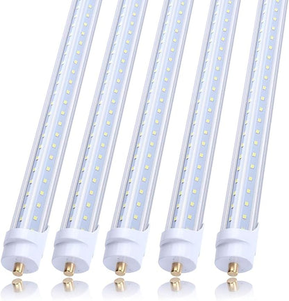 T8 V Shaped 65W 8 Foot LED Light Tube,Need Bypass Ballast, Single Pin FA8 Base 5000K Daylight White(Replace150W Bulbs) Dual-Ended Power AC 85-277V 25 Pack …