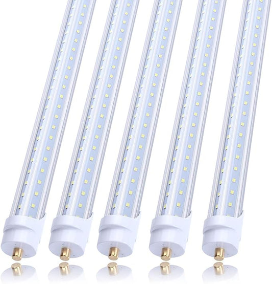 T8 V Shaped 65W 8 Foot LED Light Tube,Need Bypass Ballast, Single Pin FA8 Base 5000K Daylight White(Replace150W Bulbs) Dual-Ended Power AC 85-277V 25 Pack …