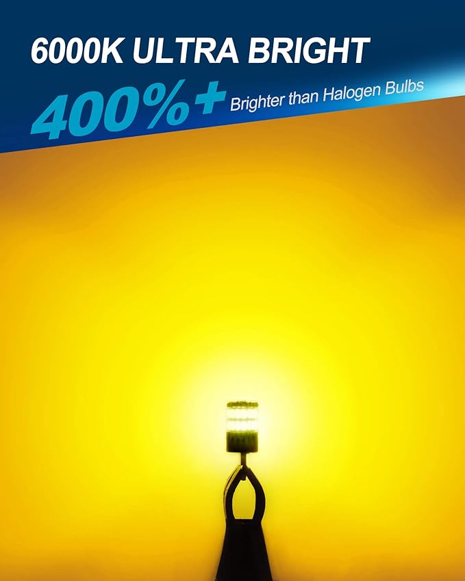 Yorkim 194 LED Bulb Amber Error Free T10 Led Amber 168 Bulb for Interior Light Door Courtesy Trunk License Plate Lights, 192 2825 W5W LED Replacement Bulbs for 12V Car, Pack of 2