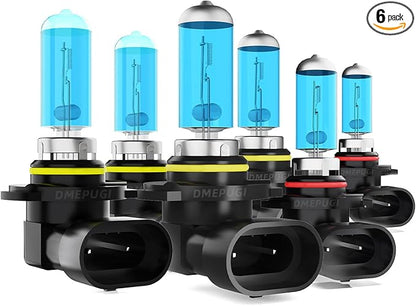 compatible with Chevy Chevrolet Silverado 1500 2500 3500 HD 2003-2006 Lights Headlights Bulbs, 9005/HB3/H10 High Beam + 9006/Hb4 Low Beams Halogen + 9145/9006 Fog Light,6000K White, Pack of 6
