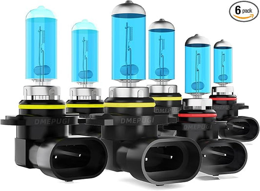 compatible with Chevy Chevrolet Silverado 1500 2500 3500 HD 2003-2006 Lights Headlights Bulbs, 9005/HB3/H10 High Beam + 9006/Hb4 Low Beams Halogen + 9145/9006 Fog Light,6000K White, Pack of 6
