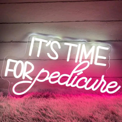 It's Time For Pedicure Neon Sign, Custom Nails Spa Manicure LED Neon Light Beauty Salon Nails Studio Wall Decor Business Decoration Sign USB Size:H11 x W20inches…