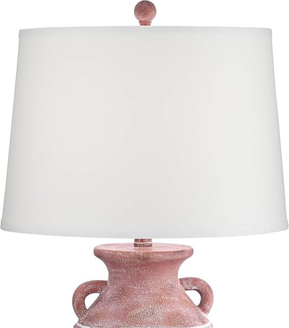 John Timberland Sierra Rustic Southwestern Style Jug Table Lamp 30" Tall Red Brown Sandstone Linen Drum Shade Decor for Living Room Bedroom House Bedside Nightstand Home Office Entryway Reading
