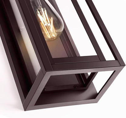 15" Large Oil Rubbed Bronze Outdoor Light Fixture, ORB Outdoor Sconces, Modern Waterproof Wall Lights with Clear Glass Shade for Front Door, Porch, Garage, 1 Pack