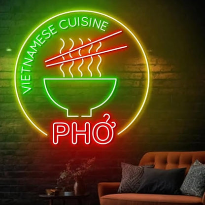 Pho Neon Sign, Vietnamese Cuisine Led Light, Pho Bowl Neon Light, Pho Food Led Light, Kitchen Wall Art, Vietnamese Restaurant Wall Decor Size:25inch