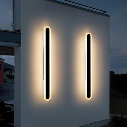 2 Pack Long Outdoor Wall Light, 47.2inch Modern Wall Sconce, 3000K Warm White, IP65 Waterproof, White Acrylic, 42W Minimalist Exterior Light Fixture for Garage, Patio, Porch, Garden