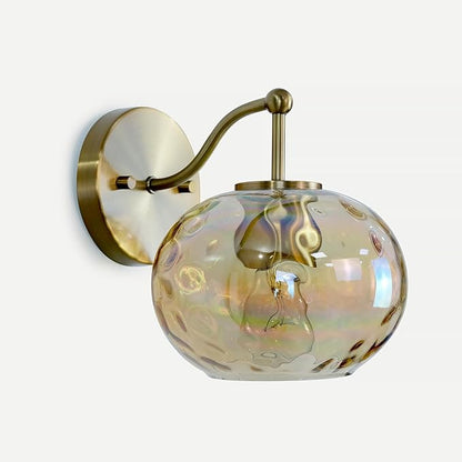 7" Glass Shade Replacement for E26 Pendant Lights, Champagne Hammered Globe Lampshade for Wall Sconce, Dia 7", Height 5", Fitter 1.65" (Amber - 1 pc)
