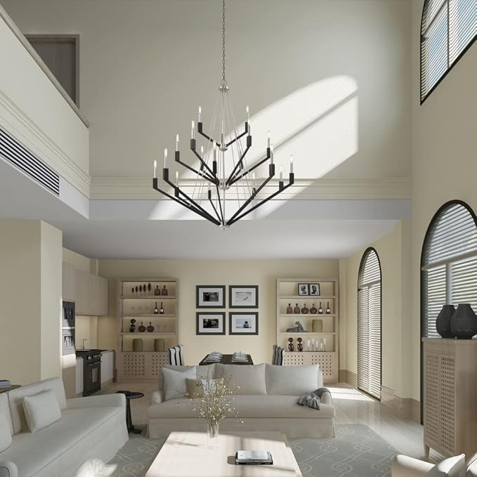 Livex Lighting 51169-91 Beckett - Eighteen Light 3-Tier Foyer, Brushed Nickel/Black Finish