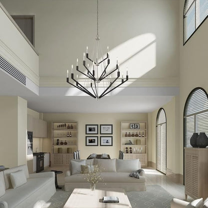Livex Lighting 51169-91 Beckett - Eighteen Light 3-Tier Foyer, Brushed Nickel/Black Finish