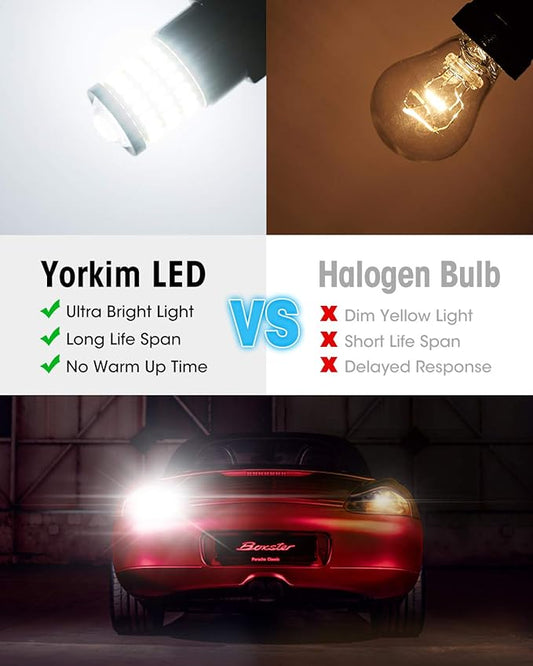 Yorkim 3157 Led Bulb White 3157 Led Reverse Lights Bulb with Projector 3056 3156 3057 4057 4157 T25 Led Bulbs replacement for Backup Reverse Light Tail Light Brake Light DRL, Pack of 2