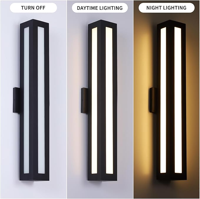 LamQee 30 Inch Modern Outdoor Wall Light Exterior Lighting Fixtures, Integrated LED Contemporary Outdoor Wall Sconce Wall Lighting, Black Outside Lights for House Porch Patio Front Door Garage Indoor