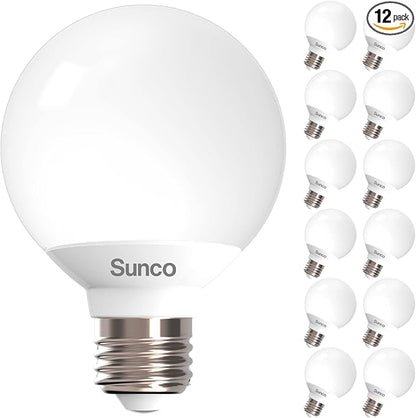 Sunco 12 Pack G25 LED Light Bulbs, Vanity Globe Bathroom Light Bulb, 450 LM, 5000K Daylight, 6W (40W Equivalent), Dimmable Mirror Vanity Decorative Bulb, E26 Base UL