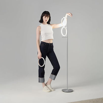 Brightech Saturn LED Tree Floor Lamp - Unique Design Matches Modern and Contemporary Decor - 3 Light Standing Pole Lamp- Tall Light for Living Room, Bedroom, and Office - Silver