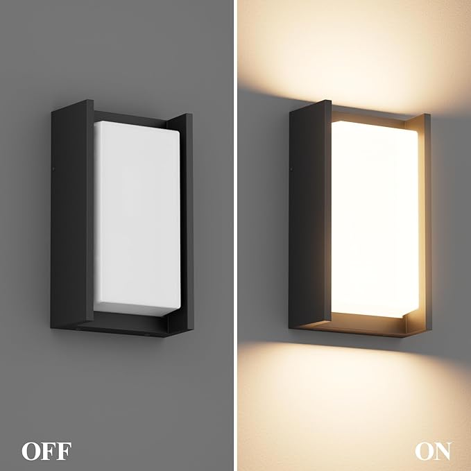 2 Pack Modern Outdoor Wall Light 3000K Exterior Wall Sconce IP65 Waterproof Aluminum Exterior Lighting Fixture for Hose Garage Porch