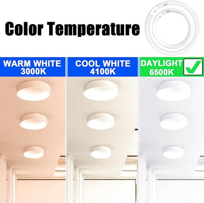 FC16T9 40 Watt and FC12T9 32W Set 6500K, 16 inch T9 40W Circline Light Bulbs, 12 inch 32W Circular Fluorescent Round Bulb CRI 80, DL 4700 Lumen G10q