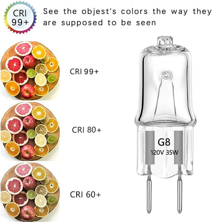 G8 Halogen Light Bulbs 35W 120V 2Pin Xenon Under Cabinet Puck Lighting Replacements 2700K Warm White(Pack of 10)