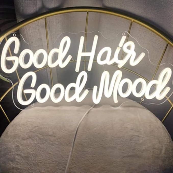 Good Hair Good Mood Neon Sign Salon Art Decor Wall Room Decor for Home Neon Lights for Barbershop Hair Shop Decoration Neon Sign USB Size:50CM