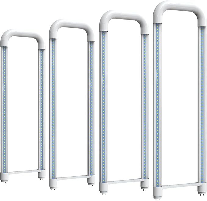 Romwish U Bend LED Tube Light, T8 T12, 18W(40W Equivalent), 5000K Daylight, 2000LM, Fluorescent Light Tube Replacement, Remove Ballast, Dual-Ended Powered, Clear Cover, 4 Pack