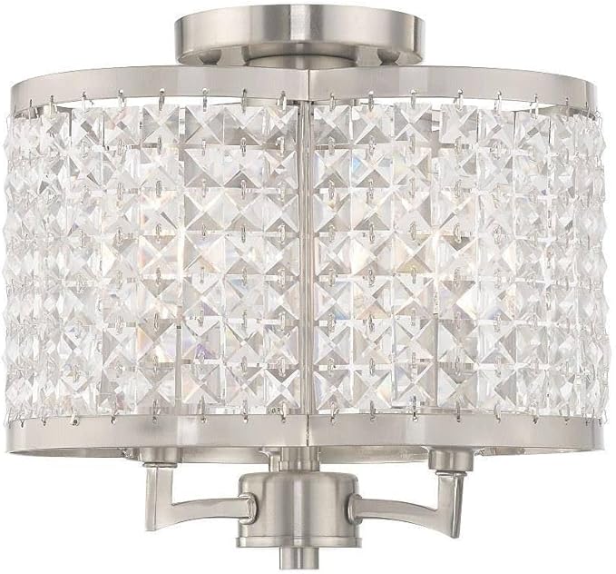 Livex Lighting 50573-91 Gramercy 3-Light Ceiling Mount, Brushed Nickel