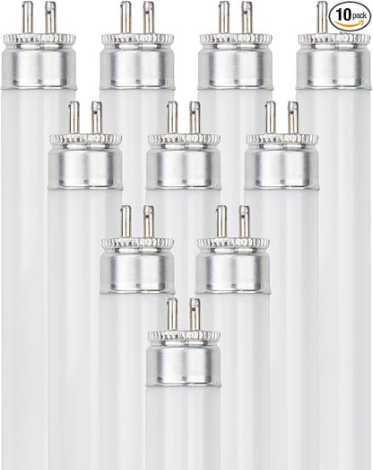 Sunlite 9-Inch F6T5/DL T5 Linear Fluorescent Lamp, 6 Watts, 210 Lumens, 6500K Daylight, Miniature G5 Bi-Pin Base, ROHS Compliant, High Performance Straight Tube, 10 Pack