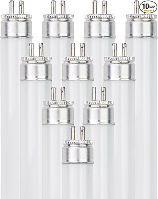 Sunlite 21-Inch F13T5/CW T5 Linear Fluorescent Lamp, 13 Watts, 850 Lumens, 4100K Cool White, Miniature G5 Bi-Pin Base, ROHS Compliant, High Performance Straight Tube, 10 Pack