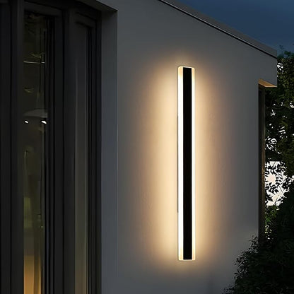 Modern Outdoor Wall Lights, 57inch Long Linear LED Wall Sconce, 3000K Warm White, IP65 Waterproof, 50W, Minimalist Lamp Black Exterior Lighting Fixture for Porch, Garden, Yard