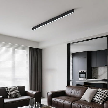 Black ceiling light LED, modern and simple, long strip ceiling surface installation, suitable for living room, bedroom, corridor and kitchen, remote control to switch color and brightness, 31.4 inches