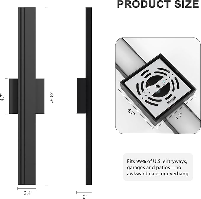 LamQee 23.6 In Aluminum Long Outdoor Wall Light, 3000K 1600LM Integrated LED Waterproof IP65, Linear Modern Exterior Lighting Fixtures Wall Mount Outside Sconce for House Porch Patio Garage Front Door