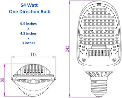 RuggedGrade Arcana II Series 54W E39 LED Corn Bulb - 6,900 Lumens - 5000K Bright White - Replaces 125-175W Metal Halide - Commercial LED Retrofit Bulb - DLC 5.1 Premium