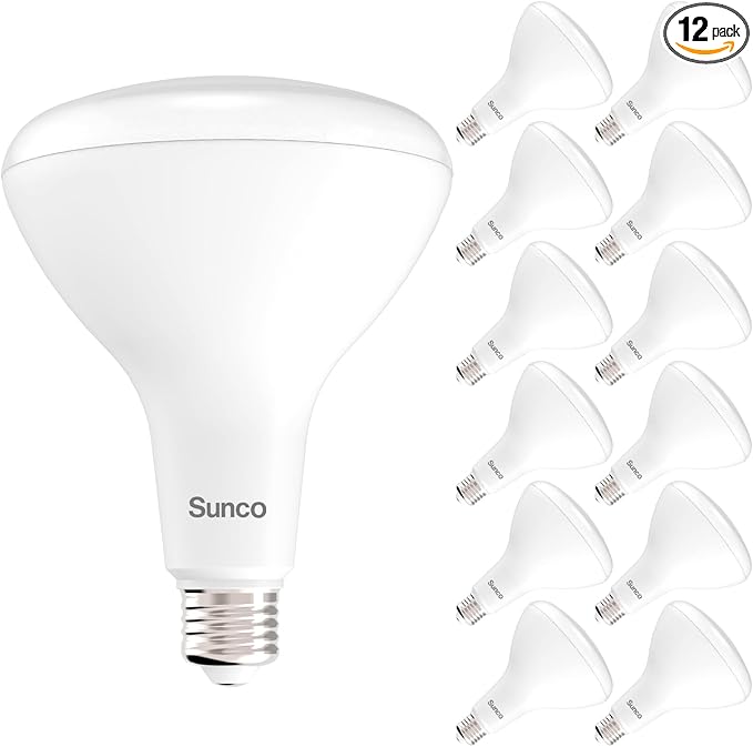 Sunco 12 Pack BR40 LED Light Bulbs, Indoor Flood Lights, Recessed Can Light Bulb, 1400 LM, 17W (100W Equivalent), 2700K Soft White, Dimmable, E26 Base, for Home, Bedroom, Kitchen UL.