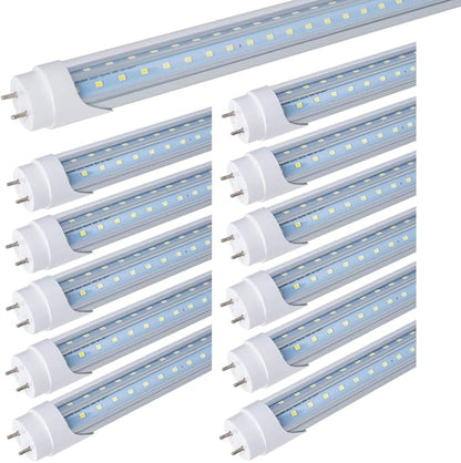 12 Pack 4FT T8 40W (100W Equivalent) Tube Light Bulbs G13 Bi Pin with Dual-Row LEDs 6000K Cool White for 4 Foot Ballast Bypass T8 T10 T12 Led Fluorescent Replacement
