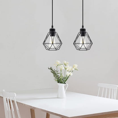 jose2015 Farmhouse Cage Pendant Lights Ceiling Hanging Light Fixture Small Pendant Lighting E26 Socket for Kitchen Island Dining Room Bar Cafe,UL Listed, 2Pack