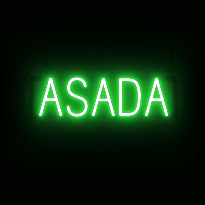 SpellBrite ASADA Sign | Mexican Food-Related Sign with Neon Look, Green LED Light Source | 22.0" x 6.3"
