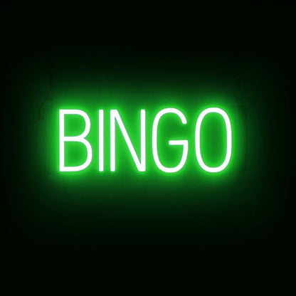 SpellBrite BINGO Sign | Gaming-Related Sign with Neon Look, Green LED Light Source | 18.3" x 6.3"