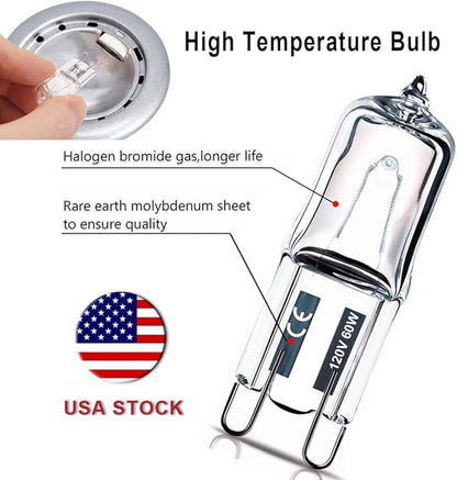 Vinaco G9 Bulb, 10 Pack G9 Halogen Bulb 60 Watt, High Output 720LM JD G9 120V 60W G9 Light Bulb Dimmable Long Lasting Lifespan, CRI100 & 2800K Warm White, G9/bi-pin Light Bulbs for Chandelier Lights