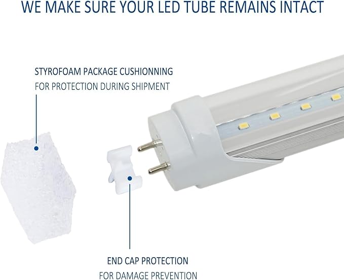 T8 LED Light Bulbs Fluorescent Replacement Ballast Bypass 48inch 4000K Daylight White Double-end Powered Clear Lamps 4 Pack