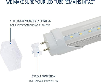 T8 LED Light Bulbs Fluorescent Replacement Ballast Bypass 48inch 4000K Daylight White Double-end Powered Clear Lamps 4 Pack
