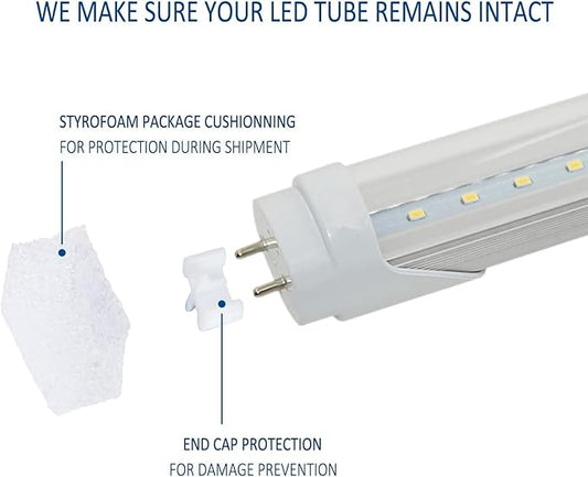 T8 LED Light Bulbs Fluorescent Replacement Ballast Bypass 48inch 4000K Daylight White Double-end Powered Clear Lamps 25 Pack