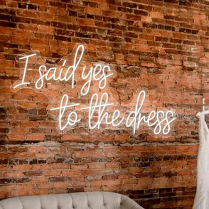 I Said Yes To The Dress Neon Sign, Custom Wedding Dress Shopping LED Neon Light, Bridal Shower Business Store Decor Bride To Be Decorations Size:20"x11"