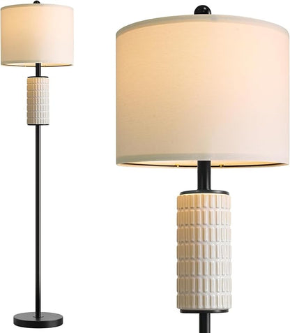 PoKat Black Standing Lamps for Living Room, 64" Farmhouse Floor Lamps for Bedroom, Tall Floor Lamps for Living Room Dinning Reading Home Office, Nursery, Rotary Switch, Matte Black