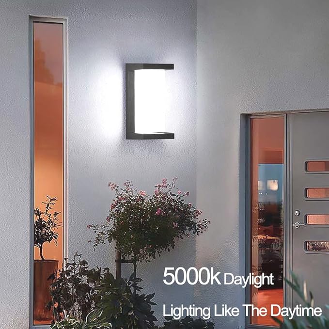 Sytmhoe Outdoor Wall Sconce Lights, 24W 5000K Daylight White Aluminum Exterior Light Fixture Wall Mount Ip65 Waterproof, Led Porch Light for Garage Walkway Hallway Backyard Garden.