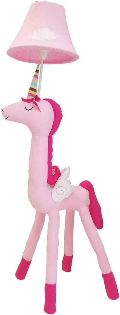 Kids Floor Lamp, 51" Pink Unicorn Standing Lamp with Hand-Stitched Toy Design, Modern Bedroom & Living Room Decor, Includes E26 LED Bulb