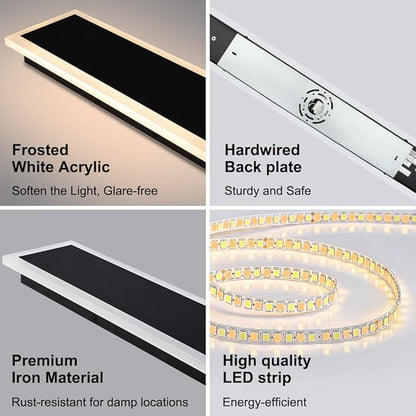 36IN Modern Outdoor Wall Light LED Long Exterior Light Fixture IP65 Waterproof Wall Lamps, Dimmable 30W 2700LM Black Wall Sconce, 3000/4000/5000KSelectable, ETL Listed