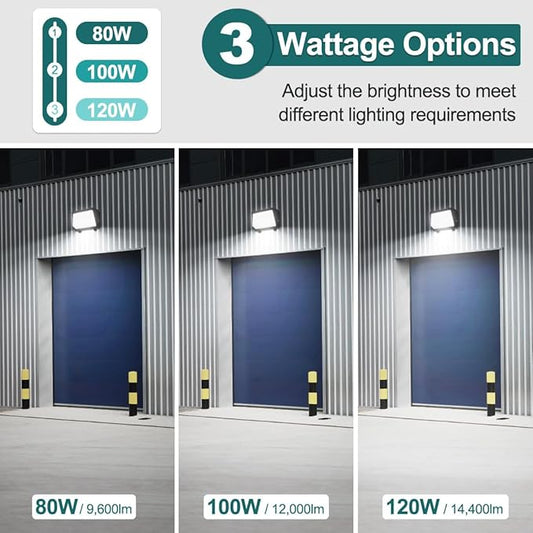 kadision LED Wall Pack with Dusk-to-Dawn Photocell, 120W/100W/80W Adjustable, 3000K/4000K/5000K Selectable, 15600lm 0-10V Dimmable Outdoor Security Lighting, 120-277V ETL Listed 2-Pack