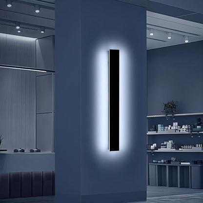 Mikeru 31.4" Outdoor Wall Sconce 6000K Cool White - IP65 Waterproof Black Exterior Light, Hardwired Wall Mounted Fixture for Porch, Patio & Entryway | Non-Dimmable Weatherproof Design