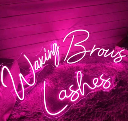 Lashes+Brows+Waxing/SET LED Neon Sign Custom Lashes Room Beauty Salon Handmade Neon Light Wall Lash Decor Nail Studio Bar Decoration 3pcs Size:14inches