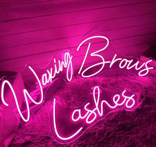 Lashes+Brows+Waxing/SET LED Neon Sign Custom Lashes Room Beauty Salon Handmade Neon Light Wall Lash Decor Nail Studio Bar Decoration 3pcs Size:14inches